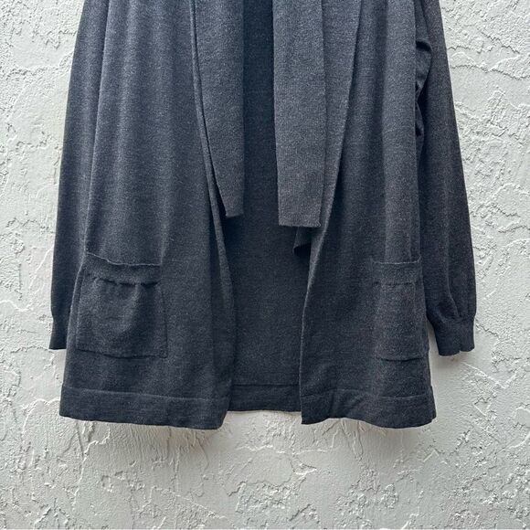 THEORY Abie Evian Stretch Wool Cardigan Sweater Women’s Large Open Front Shawl - Picture 3 of 7